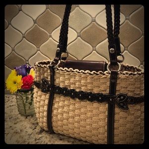 Brighton woven shoulder bag with braided lstraps